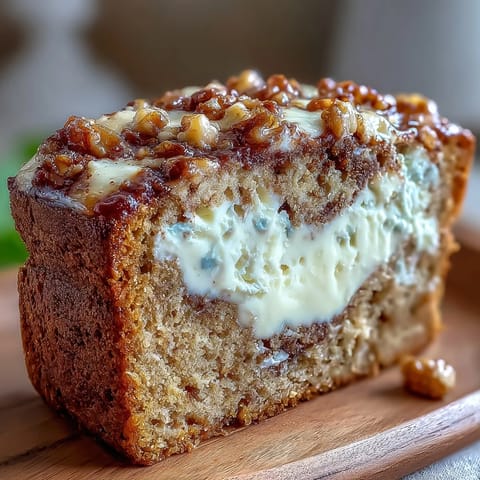 Freshly baked Cream Cheese Cinnamon Swirl Banana Bread loaf cooling on a wire rack, showcasing a moist, golden-brown crust and marbled interior.  