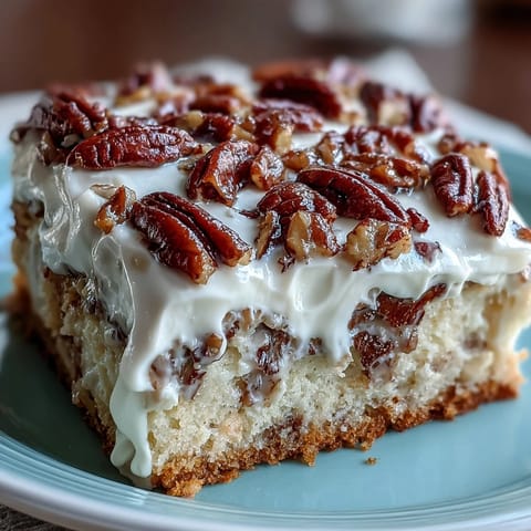 Slice of moist Mexican-American Butter Pecan Tres Leches Cake revealing tender crumb and a creamy, nutty topping on a rustic plate.