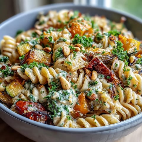 Healthy Whole Wheat Pasta Bowl garnished with fresh parsley, ready for a hearty vegetarian dinner.