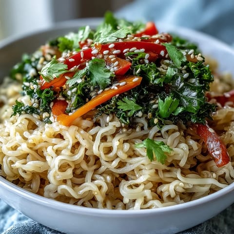 Low carb Shirataki Noodle Bowl loaded with crisp vegetables and a savory ginger sauce, served steaming hot in a bowl.