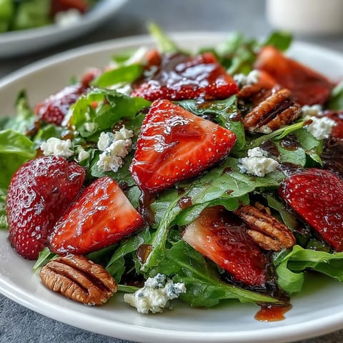 Spring Dinner Party Strawberry Arugula Salad with Balsamic Glaze