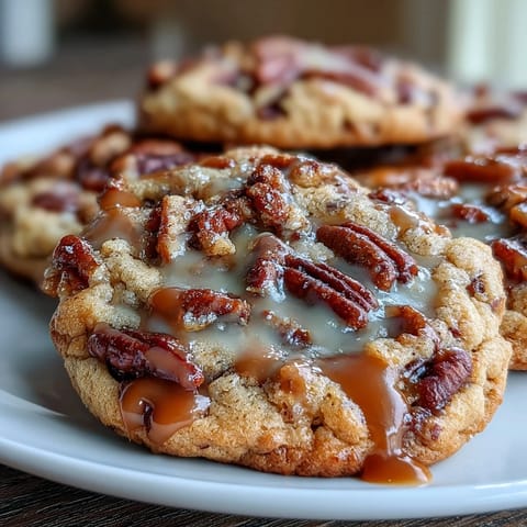 Buttery pecan cookies with caramel swirl, golden and loaded with toasted nuts for a rich, indulgent dessert.