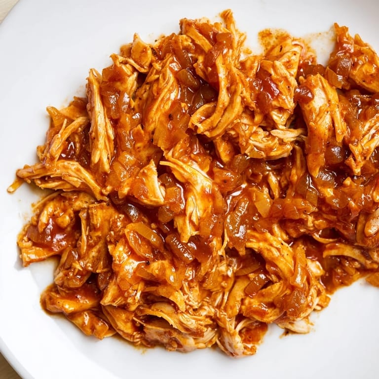 Savory BBQ Pulled Chicken, slow-cooked to perfection, steaming and ready to enjoy now.