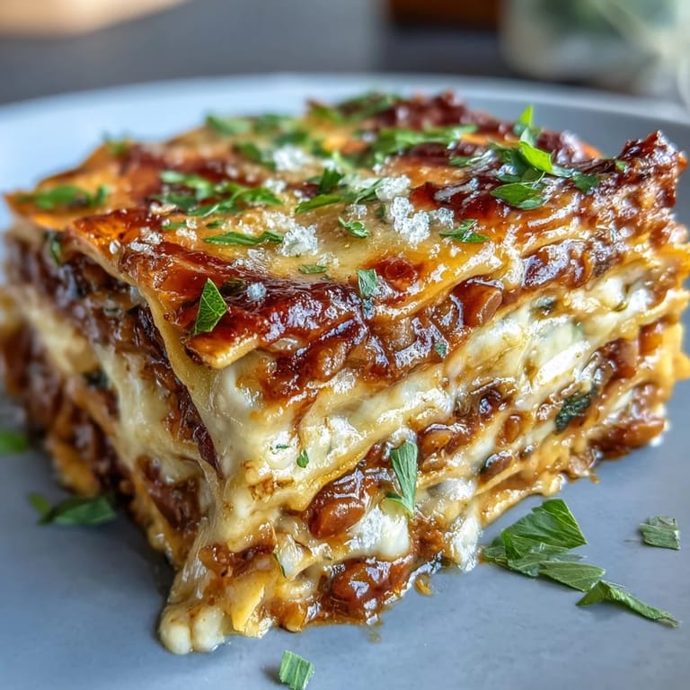 Cheesy, smoky One-Pan Smoky Veggie Lentil Lasagne with no-boil noodles and rich tomato-lentil bolognese.