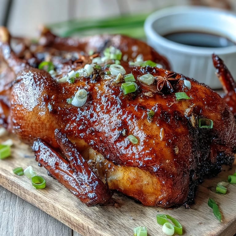 Golden brown Five-Spice Roast Ducks resting after roasting, ready to be carved and served with steamed rice and greens.
