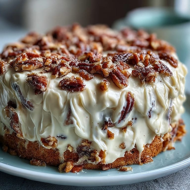 Decadent Butter Pecan Tres Leches Cake dessert served chilled, featuring glossy brown sugar pecans and sweet vanilla whipped cream.