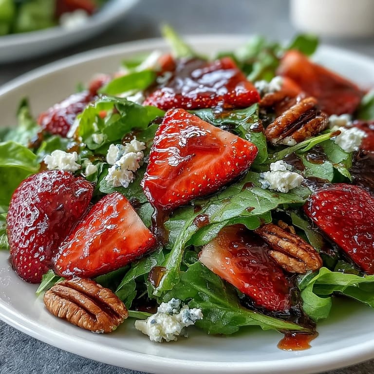 Spring Dinner Party Strawberry Arugula Salad with Balsamic Glaze
