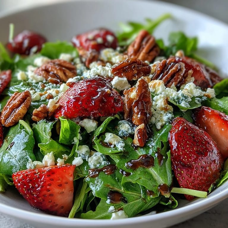 Spring Dinner Party Strawberry Arugula Salad with Balsamic Glaze
