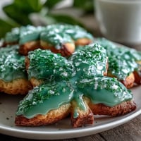 St. Patricks Day Shamrock Sugar Cookies with Green Royal Icing - Three Festive Shamrock Sugar Cookies Decorated with Vibrant Green Royal Icing for St. Patricks Day Celebrations