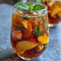 A vibrant pitcher of mango peach sangria with fresh citrus slices and mint garnish, perfect for summer gatherings.