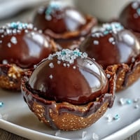 Crunchy pretzel crust chocolate cups filled with creamy peanut butter and topped with smooth melted chocolate.